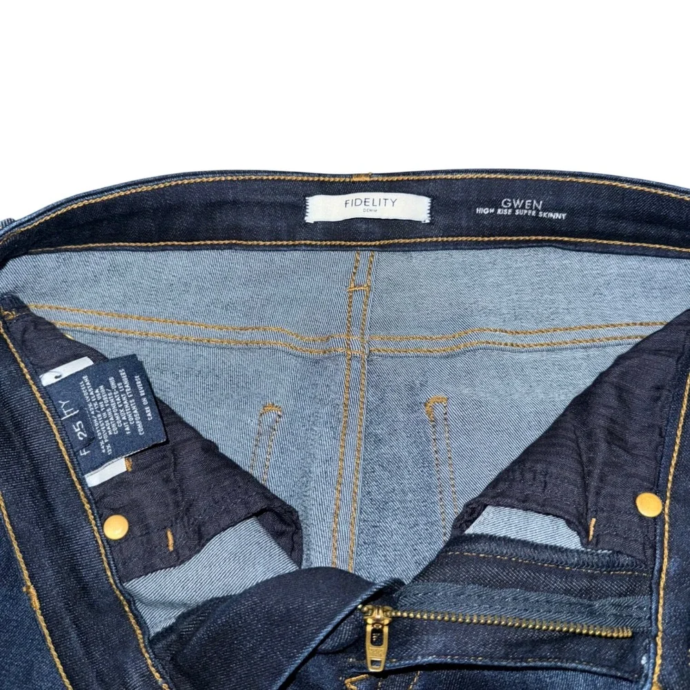 Fidelity Denim Gwen High Rise Super Skinny Jeans Dark Wash Women's Size 25 - Picture 4 of 10
